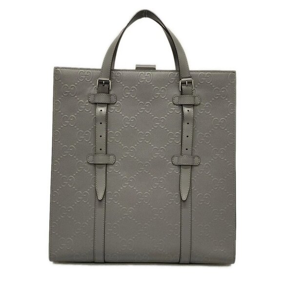 GUCCI GG Embossed Medium Tote Bag Gray Leather - Tote Bag  1165-031725 - Picture 2 of 14